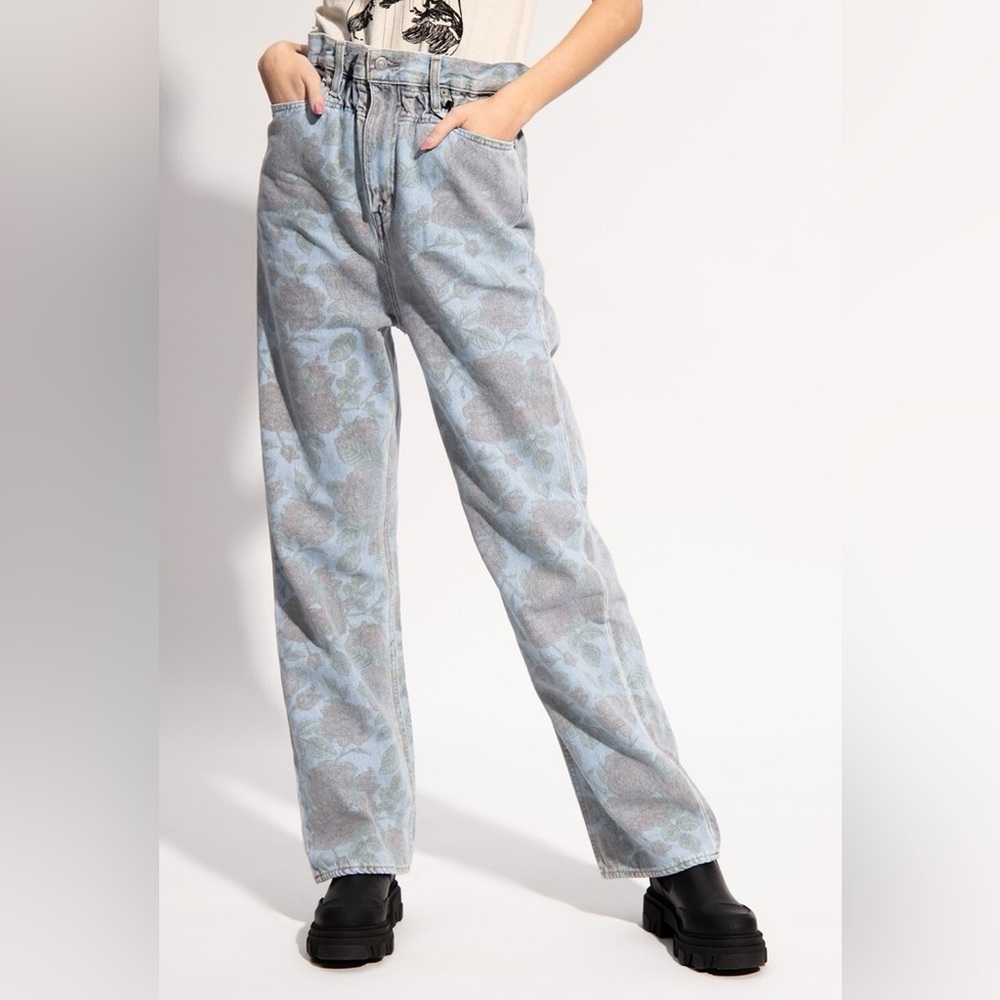 Ganni X Levi’s Blue Floral Wide Leg Women Jeans